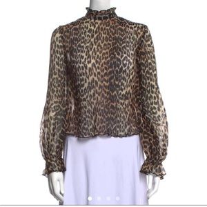 Ganni leopard chiffon blouse size 42